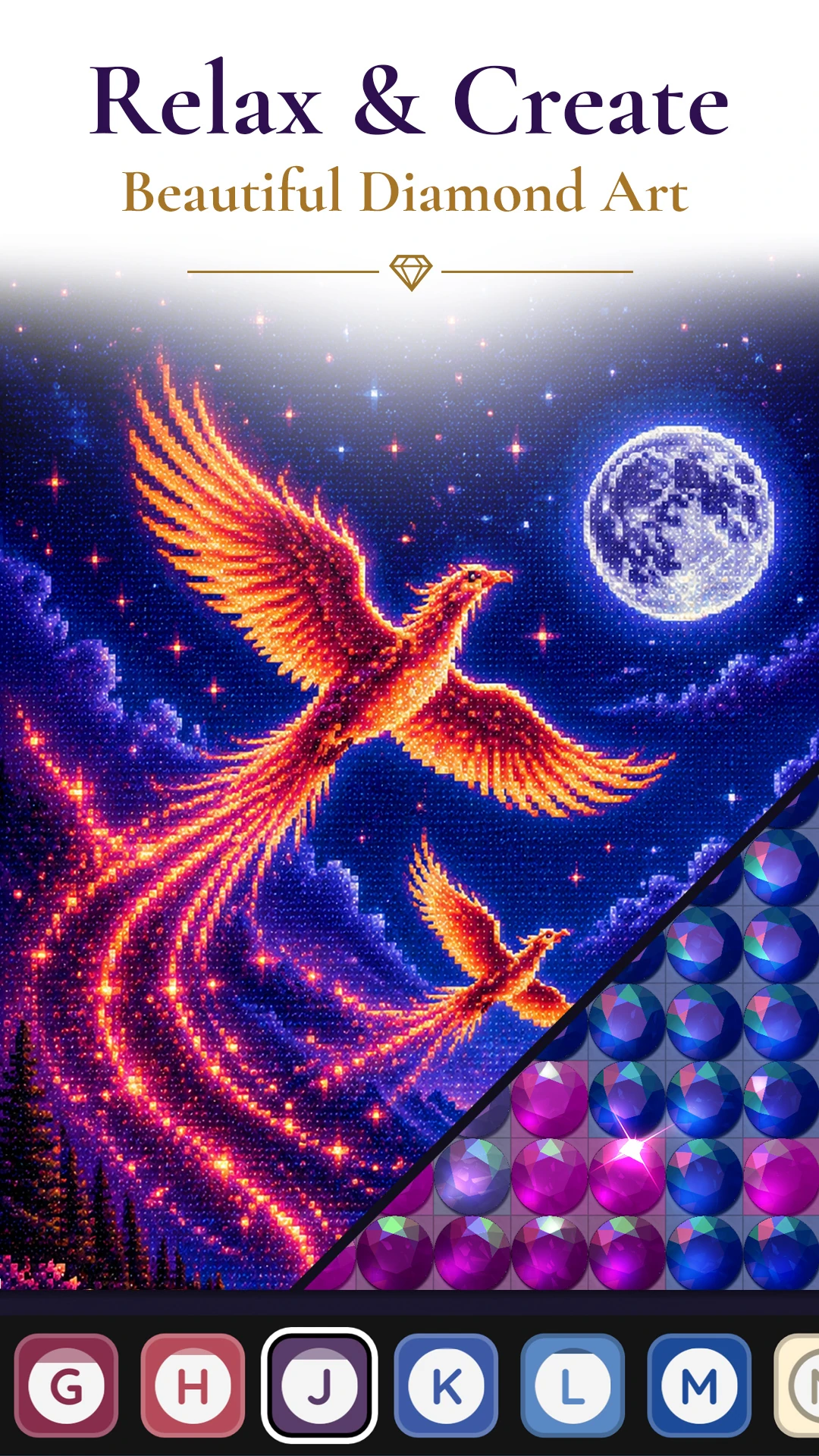 Relax and create beautiful diamond art
